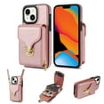 thumbnail image 1 of for iPhone 14 Case Wallet with Shoulder Strap for Women - Crossbody Lanyard,Zipper Pocket,Credit Card Holder,Shockproof - Metal Buckle Closure Premium PU Leather Case for iPhone 14, Rosegold, 1 of 8