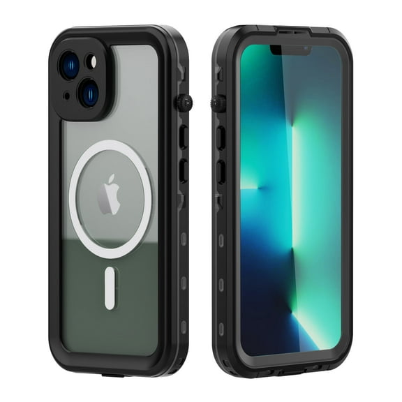 for iPhone 14 Case Waterproof, Compatible with Magsafe Magnetic Protective iPhone 14 Case Magnet Shockproof Full Body Clear with Screen Protector,Black