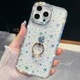 thumbnail image 1 of for iPhone 14 Case for Women, Glitter Back & Diamond Frame, Slim TPU Shockproof Cover with Ring Kickstand, Stylish Sparkly for Girls, Drop Protection Anti-Scratch Phone Case, Star, 1 of 10