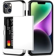 thumbnail image 1 of iPhone 14 Case with Card Holder Heavy Duty Protective Dual Layer Shockproof Hidden Card Slot Slim Wallet Case for iPhone 14 for Women&Men(White), 1 of 13