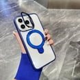 thumbnail image 1 of for iPhone 14 Clear Case, Compatible with MagSafe Military-Grade Protective Built-in Ring Stand & Camera Cover Stand Phone Case Scratch-Resistant Back Cover for iPhone 14, Darkblue, 1 of 7