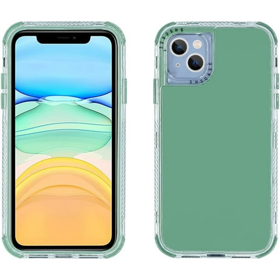 for iPhone 14 Clear Case, Neon Colors Three Durable Layers Rugged Slim Flexible TPU Anti-Drop Reinforced Corners Shockproof Bumper Protective Phone Case for Women Girl Men