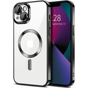 iPhone 14 Clear Magnetic Case Compatible with Magsafe, [Yellow Resistant] Soft Tpu Cover Soft Silicone, Slim Thin fit Shockproof Protective Phone Case for iPhone 14 6.1 inch , Black
