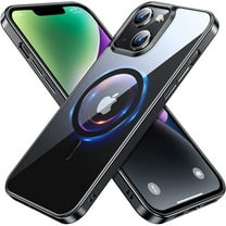 iPhone 14 Clear Magnetic Transparent Case with Raised Edge Protection, Dual Shock Magnetic Heavy Duty Case for iPhone 14, Black