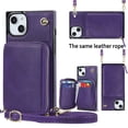 thumbnail image 1 of iPhone 14 Crossbody Wallet Case, Zipper Pocket Phone Case Cross Body Strap with RFID Blocking Carring Bag Purse Credit Card Premium Leather For iPhone 14 - 6.1", Purple, 1 of 9