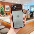 thumbnail image 1 of for iPhone 14 - Curly Wave Edge Design, Transparent Bling Glitter Shiny Case, Cute Heart Patterned Plating Camera Protection Soft TPU Shockproof Phone Cover for Women and Girls, Black, 1 of 7