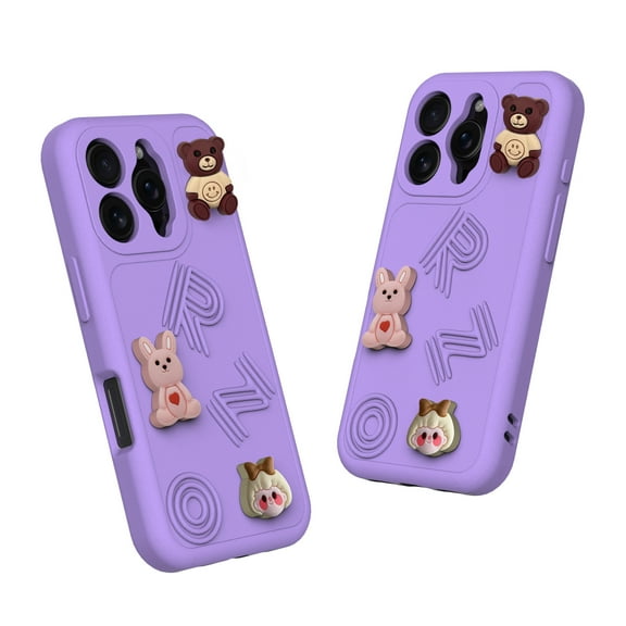 for iPhone 14 Cute Cartoon Case, Women Girls Boys Kids 3D Cartoon Pattern Cover Soft TPU Silicone Flexible Shockproof Anti-Scratch Protective Phone Cover for iPhone 14, Purple