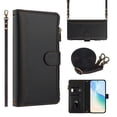 thumbnail image 1 of for iPhone 14 Flip Wallet Case, PU Leather Protective Rugged Cover with Credit Card Slots Zipper Pocket, Shock-Absorbent Kickstand Magnetic Closure Lanyard & Shoulder Strap, Black, 1 of 10