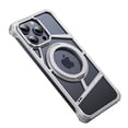 thumbnail image 1 of For iPhone 14 Frameless Phone Case,With Kickstand 360° Rotatable Magnetic Stand,Bezel Less Metal Slim Hard Shockproof Ultra Thin Heat Dissipation Rugged Phone Case Cover,Silver, 1 of 11