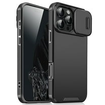for iPhone 14 Heavy Duty Case with Camera Sliding Cover, Support Wireless Charging Hybrid TPU & PC Smoothly Anti-Fingerprint Slim Case Compatible with iPhone 14, Black