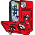thumbnail image 1 of iPhone 14 Kickstand Armor Case with Slide Camera Lens Protection Cover Built-in 360° Rotate Ring Holder Stand Magnetic Military Shockproof Phone Cover Case for iPhone 14,
Red, 1 of 8