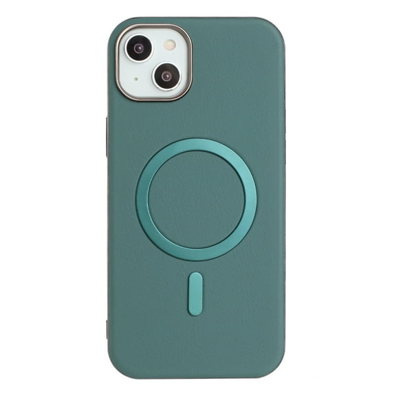 for iPhone 14 Magnetic Case, Flexible Luxury PU Leather Cover, Protective Slim Lightweight Shockproof Phone Case Compatible with Mag-Safe Charging for iPhone 14, Green