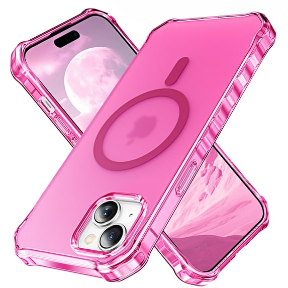 for iPhone 14 Magnetic Case, Support Mag-Safe Charging, Anti-Fingerprint Slim Shockproof Rugged Wave Edge Frame Design Phone Case Cover for iPhone 14, Rose