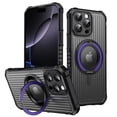 thumbnail image 1 of For iPhone 14 Magnetic Phone Case,360°Rotatable Ring Kickstand,Compatible with Mag-Safe,4 Thickened Corners Protective,Clear Logo View,Shockproof Non-slip Translucent Phone Case,Purple, 1 of 6