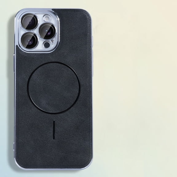 For iPhone 14 Magnetic Phone Case,Anti-Scratch PU Leather Back,Ultra Slim Shockproof Protective,Compatible with Mag-Safe,Anti-fall Thin Fit Rugged Durable Phone Case Cover,Black