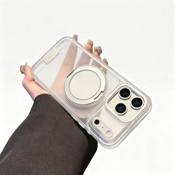 For iPhone 14 Magnetic Phone Case,With 360° Rotatable Ring Kickstand,Compatible with Mag-Safe,Matte Translucent Back Design,Ultra Slim Shockproof Rugged Anti-fall Phone Case,White