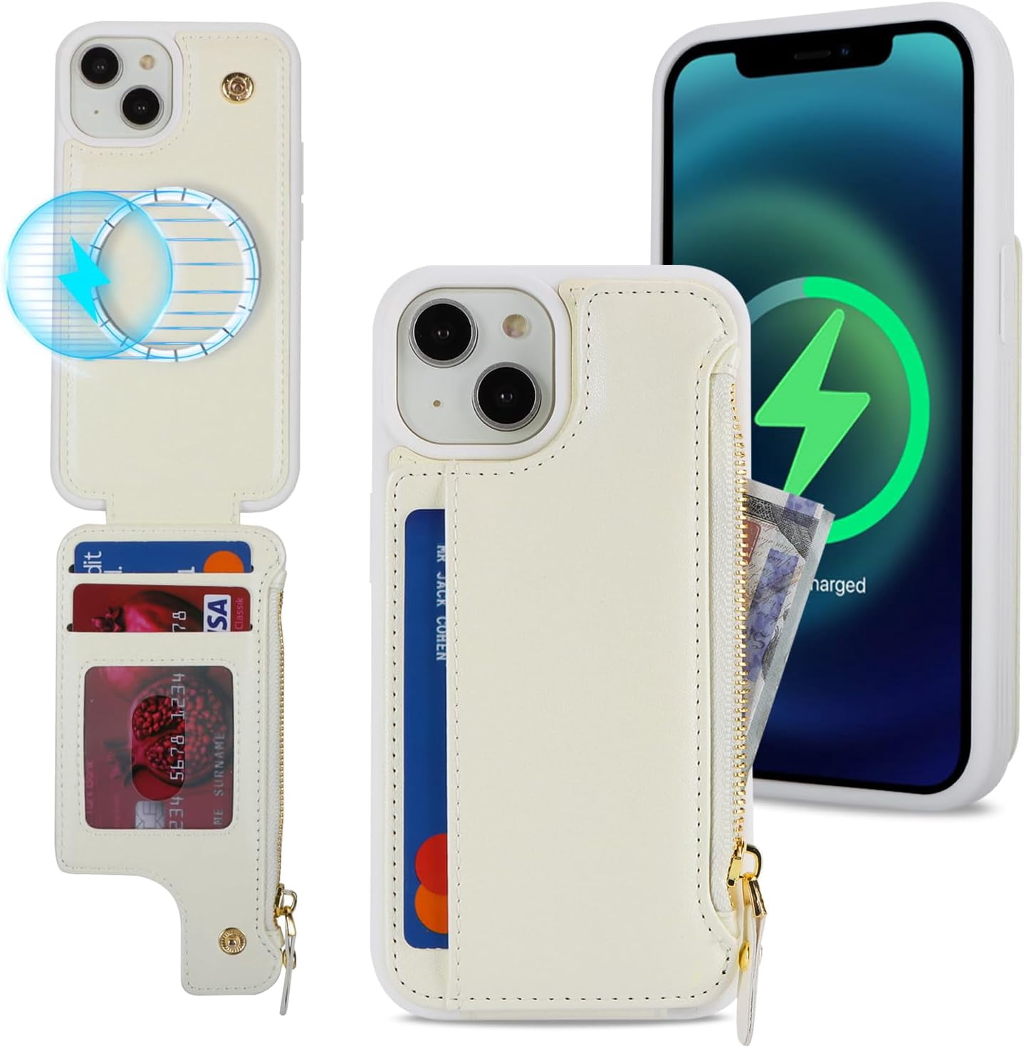 for iPhone 15 Magsafe Case with Card Holder,Wallet Phone Case for