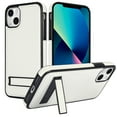 thumbnail image 1 of for iPhone 14 PU Leather Back Case, Built-in Invisible Stand [Compatible with Magsafe] Protective Slim Kickstand Anti-fall Phone Cover Compatible with iPhone 14, White, 1 of 8