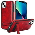 thumbnail image 1 of for iPhone 14 PU Leather Back Case, Built-in Invisible Stand [Compatible with Magsafe] Protective Slim Kickstand Anti-fall Phone Cover Compatible with iPhone 14, Winered, 1 of 8