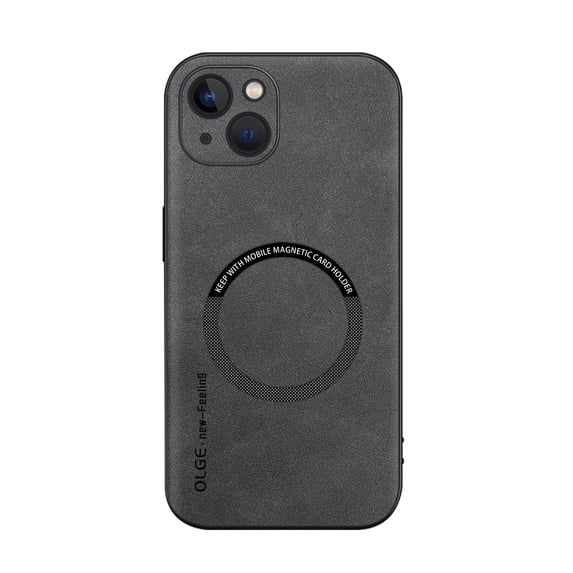 for iPhone 14 PU Leather Case, Vintage Compatible with MagSafe and Wireless Charging Slim Fit-Drop Scratch Resistant Support Magnetic Car Mount Case Cover for iPhone 14, Gray