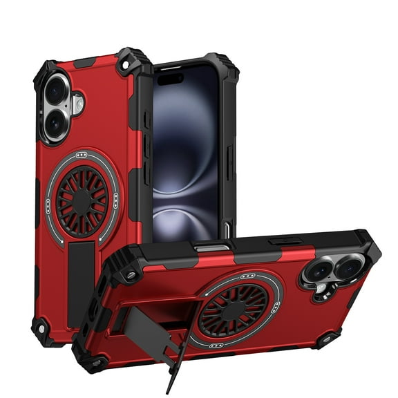 for iPhone 14 Phone Case [Compatible with Mag-Safe] [Built-in Invisible Stand] [Heavy Duty Drop Protection] Shockproof Rugged Protective Magnetic Cover for iPhone 14, Red