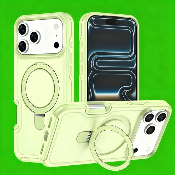 For iPhone 14 Phone Case,Heavy Duty Shockproof Anti-fall Drop Protection,With Invisible Ring Kickstand,Compatible with Mag-Safe,Anti-scratch Rugged Durable Phone Case Cover,Lightgreen