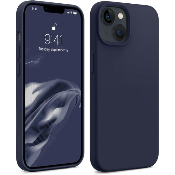 for iPhone 14 Phone Case, Silicone Upgraded [Shockproof Camera & Screen Protection] Phone Case iPhone 14 with [Soft Anti-Scratch Microfiber Lining], 6.1 inch, Midnight Blue