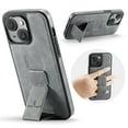 thumbnail image 1 of for iPhone 14 Phone Case, Vintage Magnetic Finger Hand Wrist Strap Kickstand Shockproof Protective PU Leather Thin Fit Anti-Scratch Cover Compatible with iPhone 14, Gray, 1 of 6