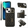 thumbnail image 1 of for iPhone 14 Plus 6.7" Detachable Shoulder Strap Wallet Case, with Card Slots & 360-degree Rotation Stand Ring Flip Premium PU Leather Protective Cover Lanyard for Women Girls, Black, 1 of 11