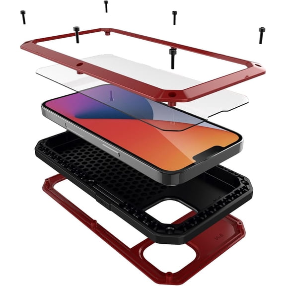 For iPhone 14 Plus Case,360 Full Body Protective Heavy Duty Shockproof Tough Armour Aluminum Alloy Metal Case with Silicone Built-in Screen Protector for Apple iPhone 14 Plus 6.7"