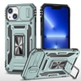 thumbnail image 1 of for iPhone 14 Plus Case with 360° Rotate Ring Kickstand & Sliding Camera Cover & Support Magnetic Car Mount Holder Military Grade Drop Protection Case for iPhone 14 Plus, Darkgreen, 1 of 7