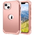 thumbnail image 1 of iPhone 14 Plus Case 6.7 inch 2022, Allytech Heavy Duty Hybrid Hard PC Back + Soft TPU Inner + Front PC Frame Drop Protection Case for iPhone 14 Plus 5G, Rosegold, 1 of 6