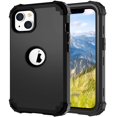 thumbnail image 1 of iPhone 14 Plus Case 6.7 inch 2022, Allytech Heavy Duty Hybrid Hard PC Back + Soft TPU Inner + Front PC Frame Drop Protection Case for iPhone 14 Plus 5G, Black, 1 of 6
