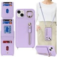 thumbnail image 1 of iPhone 14 Plus Case with Card Holder for Women, iPhone 14 Plus Phone Case Wallet with Strap Credit Card Slots Crossbody with Kickstand Zipper Case for iPhone14Plus - Purple, 1 of 16
