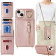 thumbnail image 1 of iPhone 14 Plus Case with Card Holder for Women, iPhone 14 Plus Phone Case Wallet with Strap Credit Card Slots Crossbody with Kickstand Zipper Case for iPhone14Plus - Rose Gold, 1 of 16
