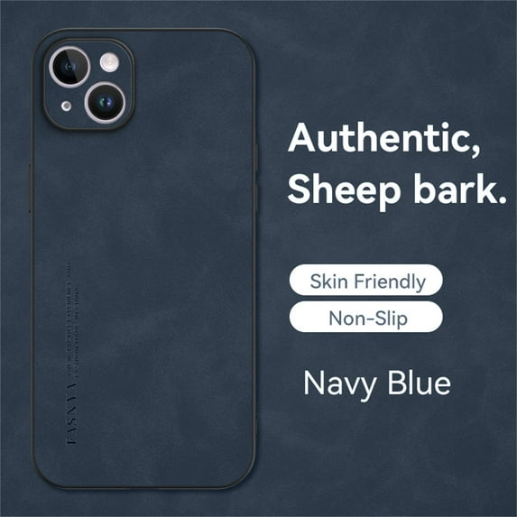 for iPhone 14 Plus Case, Classic Soft TPU and PU Leather Slim Cover Case, Anti-Vibration Anti-Slip Ultralight Luxury Phone Case Cover for iPhone 14 Plus 6.7 Inch for Men & Women, Navyblue