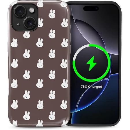 for iPhone 14 Plus Case, Compatible with MagSafe, Dual-Layer Hard Shell, Silicone Cover, Full Body Protection Shockproof Case for iPhone 14 Plus-Cute Rabbit Bunny Art
