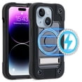 thumbnail image 1 of For iPhone 14 Plus Case Compatible with MagSafe,Magnetic Shockproof Military Grade Anti-Scratch Heavy Duty Silicone 3-Layer Protection Built in Kickstand For iPhone 14 Plus 6.7 inch Cover, Black, 1 of 5