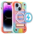 thumbnail image 1 of For iPhone 14 Plus Case Compatible with MagSafe,Magnetic Shockproof Military Grade Anti-Scratch Heavy Duty Silicone 3-Layer Protection Built in Kickstand For iPhone 14 Plus 6.7 inch Cover, Multi-Color, 1 of 5