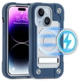thumbnail image 1 of For iPhone 14 Plus Case Compatible with MagSafe,Magnetic Shockproof Military Grade Anti-Scratch Heavy Duty Silicone 3-Layer Protection Built in Kickstand For iPhone 14 Plus 6.7 inch Cover, Deep Blue, 1 of 5