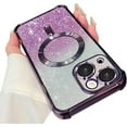 thumbnail image 1 of for iPhone 14 Plus Case Compatible with MagSafe, [Shockproof Edge Protection + Lens Edge Raised Protection], Magnetic Glitter Clear case for iPhone 14 Plus Phone Case for Women/Men (Purple), 1 of 7