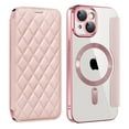 thumbnail image 1 of for iPhone 14 Plus Case Compatible with Magsafe, Slim Fit Flip Protective PU Leather Wallet Case with RFID Blocking Card Slot Build-in Len Protector for iPhone 14 Plus, Pink, 1 of 9