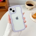 thumbnail image 1 of for iPhone 14 Plus Case, Curly Wave Frame Cute Phone Case Clear Wavy Aesthetic Phone Case for Women Girls Slim Soft TPU Shockproof Protective Bumper Case, Purple, 1 of 8