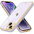 thumbnail image 1 of iPhone 14 Plus Case Cute Clear Luxury Plating Bumper Slim Fit Shockproof Full Camera Lens Protection Soft TPU Silicone Electroplated Phone Case Cover for iPhone 14 Plus 6.7 inch, Purple, 1 of 8