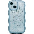 thumbnail image 1 of for iPhone 14 Plus Case, Cute Curly Wave Frame Shape Design Soft TPU Bling Glitter Star Shiny Phone Case with iPhone 14 Plus, Shockproof Protective Cover Case for Women Girls, Blue-1, 1 of 12