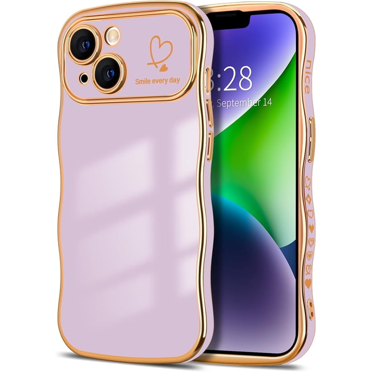 for iPhone 14 Plus Case Cute Curly Wave Frame Shape Phone Cases, Thin Slim Luxury Plating Wavy Edge Soft TPU Bumper Shockproof Rubber Protective Cover for Women Girls, Love Heart-Purple - Walmart.com for iPhone 14 Plus Case Cute Curly Wave Frame Shape Phone Cases, Thin Slim Luxury Plating Wavy Edge Soft TPU Bumper Shockproof Rubber Protective Cover for Women Girls, Love Heart-Purple - Walmart.com