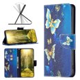 thumbnail image 1 of iPhone 14 Plus Case Cute Embossed Pattern Premium Leather Wallet Cover Flip Stand Credit Card Slots Pocket Holder Magnetic Closure Folio Case for iPhone 14 Plus, Golden Butterfly, 1 of 8