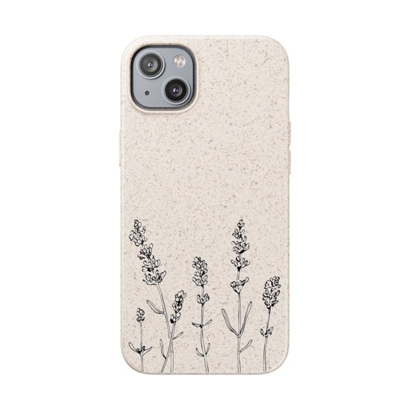 iPhone 14 Plus Case Eco-Friendly Minimalist Lavender Floral Biodegradable Phone Cover
