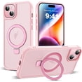 thumbnail image 1 of for iPhone 14 Plus Case with Invisible  Ring Stand Translucent iPhone 14 Plus Phone Case 6.7" [Compatible with MagSafe][-Grade Drop Protection][Great Grip Feeling], Pink, 1 of 15