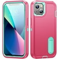 thumbnail image 1 of for iPhone 14 Plus Case with Kickstand, [10FT Military Drop Protection] Rugged Heavy Duty Hard PC+Soft Silicone Rubber Bumper Hybrid Triple-Layer Case for iPhone 14 Plus - 6.7", Rose+Mint, 1 of 8